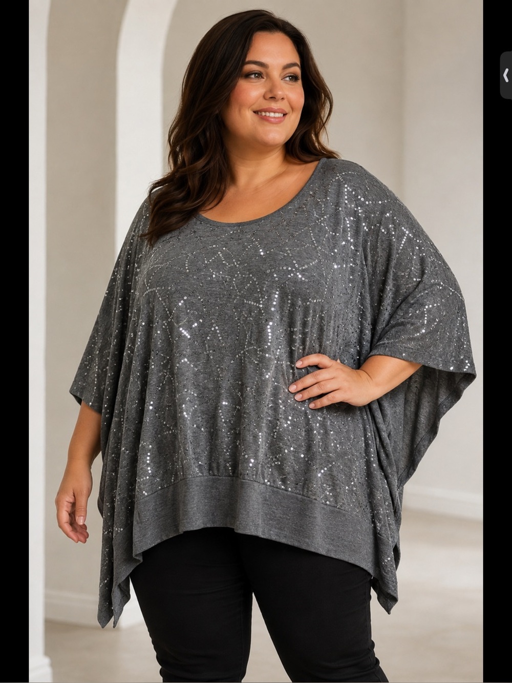 Fashion Bug Gray Sequin Top